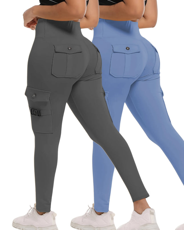 High Waist Stretch Yoga Pants Workout Tights for Women 2-pack Leggings Solid Slim Fit Fitness Female Sweatpants Quick Drying