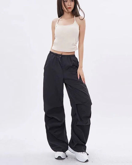 Xpqbb Y2K Parachute Pants Women Harajuku Streetwear Wide Leg Baggy Sweatpants Female Vintage Hip Hop Joggers Cargo Trousers