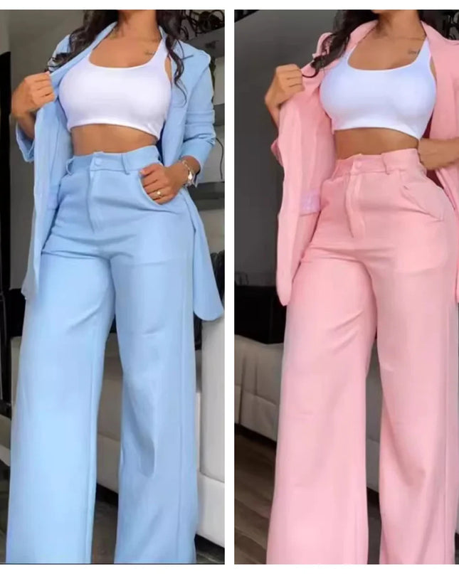 Elegant Two Piece Set Women  Long Sleeve Blazer Coat