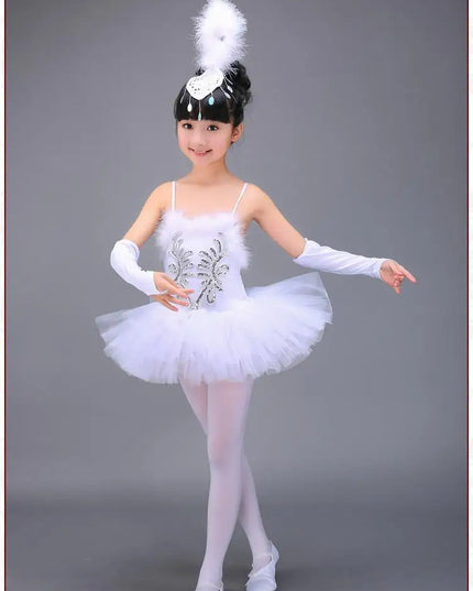 White Ballerina Dancing Costumes For Kids Tutu Dancewear Professional Girls Swan Lake Dance Dress Performance Ballet Dress 1Set