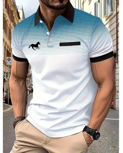 Men Summer Fashion Slim Fit Sport Short Sleeve 100% Polyester Polo Shirt Fake Pocket Decoration Casual Sport Golf Polo Shirt