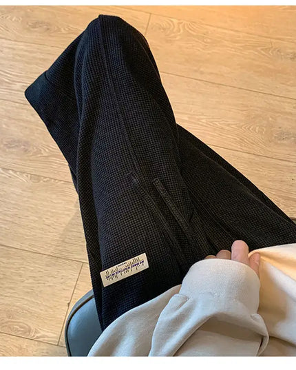 New Extended Pants for Men Tall and American Retro Waffle Guard Pants Straight Leg Loose Hanging Casual Pants