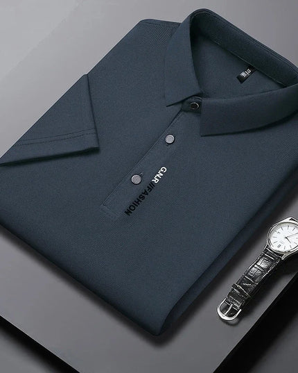 Men's Short Sleeve Solid Color Polo Shirt Breathable Comfortable Elastic Top New Arrivals Casual Business Style