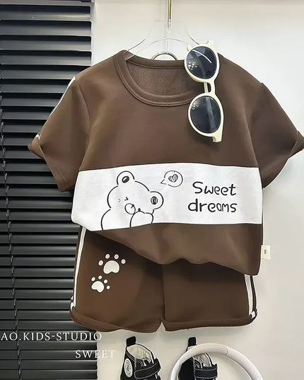 Kids Clothes Cotton Set Short Sleeve Suit Baby Girls Boys Set Summer Tops +short Children's Wear 2024 New