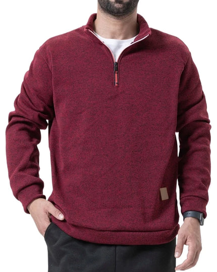 Men's Half Zipper Long Sleeved Sweatshirts Solid Color Stand Collar Pullovers Outdoor Solid Color Lightweight Streetwear