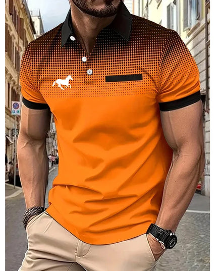 Men Summer Fashion Slim Fit Sport Short Sleeve 100% Polyester Polo Shirt Fake Pocket Decoration Casual Sport Golf Polo Shirt