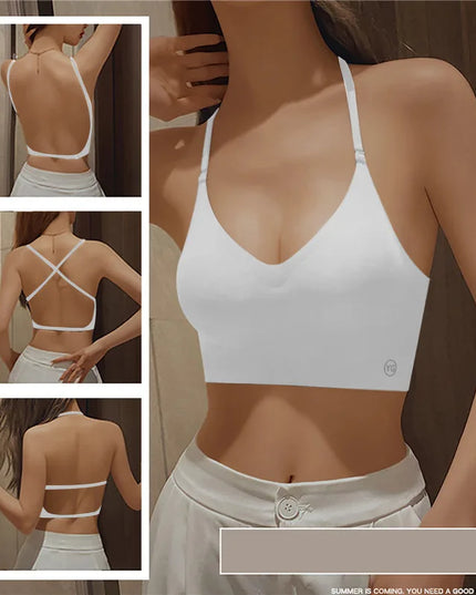 Women Invisible Bra Deep U Plunge Bras Backless Top for Dresses Sexy Lingerie with Transparent Strap Push Up Strapless Underwea