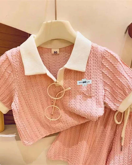 Girls Clothes Set – Summer Cute Sweet Short Sleeve Top & Shorts 2-Piece Outfit, Casual Sportswear for Kids (2-10Y)