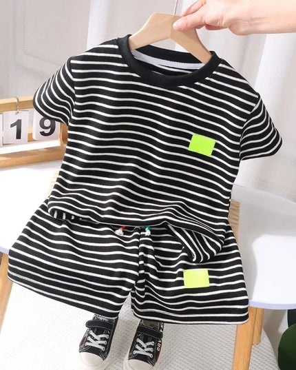 Summer Baby Boy Girls Clothes Set Children Stripe Tshirts and Shorts 2 Pieces Suit Kid Top Bottom Outfits Casual Tracksuits