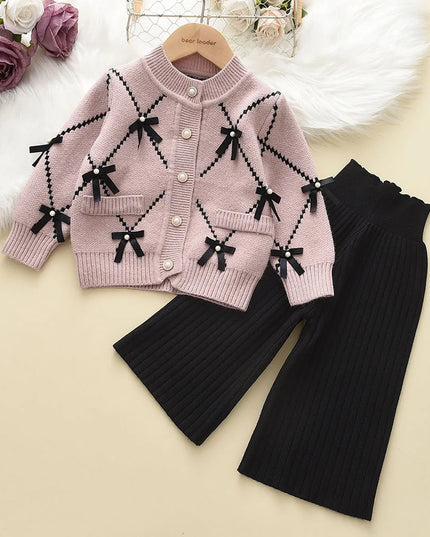 Bear Leader Baby Sweatshirt & Pants Set – 2pcs Knitted Tracksuit for 2-6 Years Girls, Winter Kids Clothing