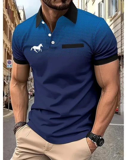 Men Summer Fashion Slim Fit Sport Short Sleeve 100% Polyester Polo Shirt Fake Pocket Decoration Casual Sport Golf Polo Shirt