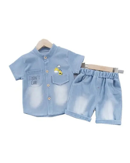New Summer Baby Boys Denim Clothing Children Casual Short Sleeve Shirt Shorts 2Pcs/Set Kids Sportswear Toddler Fashion Wear