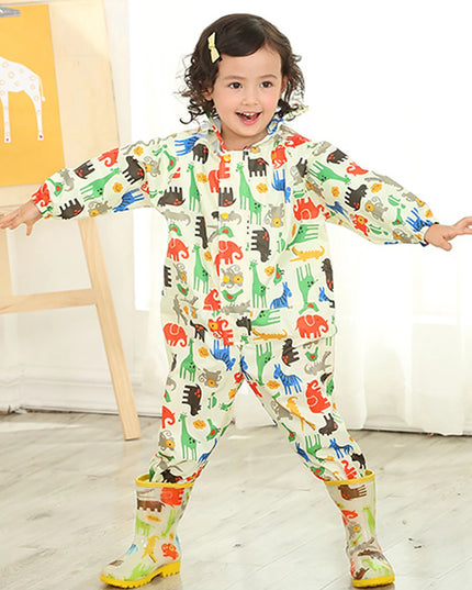 Kids Raincoat Waterproof Rain Poncho Cartoon Dinosaur Children School Student Jumpsuit Rainsuit Boys And Girls Travel Rainwear