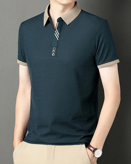 Men's Solid Color Casual Fashion Short Sleeve Polo Shirt Summer Comfortable Top for Business And Leisure