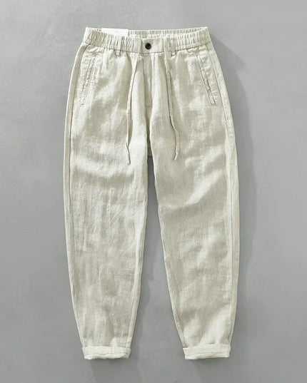 Summer New 100% Linen Casual Pants Men Clothing Thin Straight Breathable Oversize Men Trousers C1606