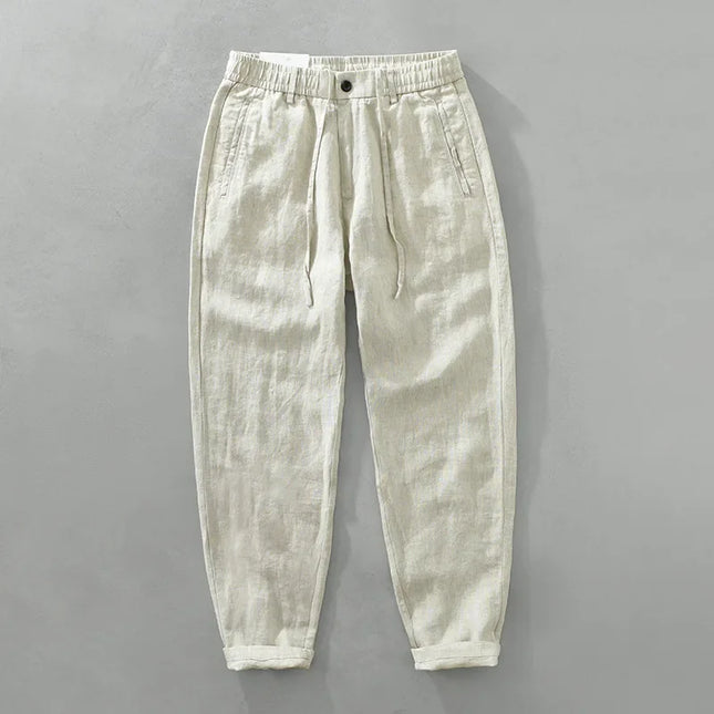 Summer New 100% Linen Casual Pants Men Clothing Thin Straight Breathable Oversize Men Trousers C1606