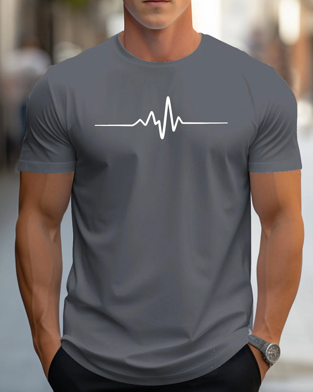 Men's 100% cotton summer loose size Creative Graphic printed slim fit casual sports round neck short sleeved T-shirt top