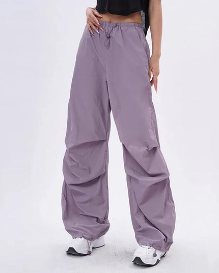 Xpqbb Y2K Parachute Pants Women Harajuku Streetwear Wide Leg Baggy Sweatpants Female Vintage Hip Hop Joggers Cargo Trousers