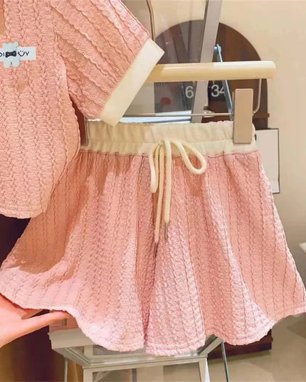 Girls Clothes Set – Summer Cute Sweet Short Sleeve Top & Shorts 2-Piece Outfit, Casual Sportswear for Kids (2-10Y)