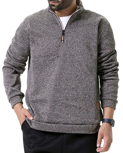 Men's Half Zipper Long Sleeved Sweatshirts Solid Color Stand Collar Pullovers Outdoor Solid Color Lightweight Streetwear