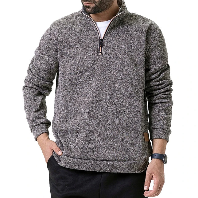 Men's Half Zipper Long Sleeved Sweatshirts Solid Color Stand Collar Pullovers Outdoor Solid Color Lightweight Streetwear