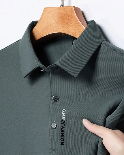 Men's Short Sleeve Solid Color Polo Shirt Breathable Comfortable Elastic Top New Arrivals Casual Business Style