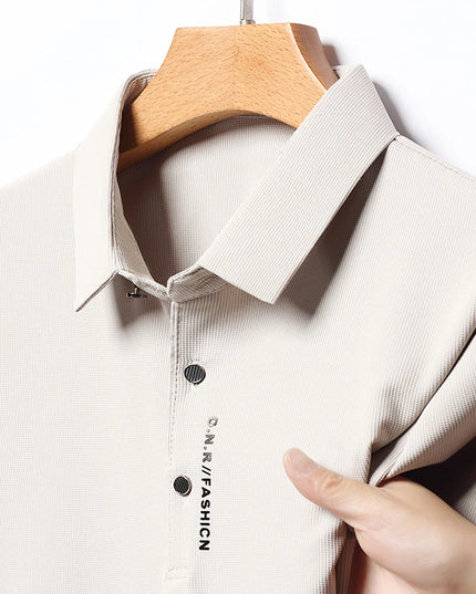 2024 Summer New Men's Business Casual Solid Color Short Sleeved POLO Shirt Comfortable and Cool Fashion T-shirt