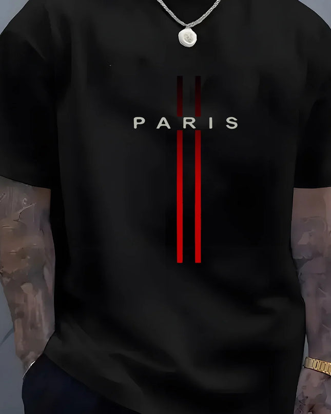 Summer Trend Men and Women Pure Cotton Casual Loose Fit Paris Letter Pattern Printed Round Neck Short Sleeve T-shirt Fitness Top