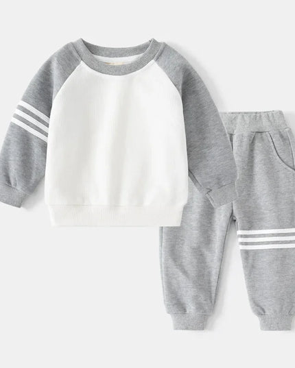 New Spring Autumn Children Clothes Set Color Patchwork Kids Boys Two-Piece Sets Children Boy Casual Tracksuit Outfits Tops Pants