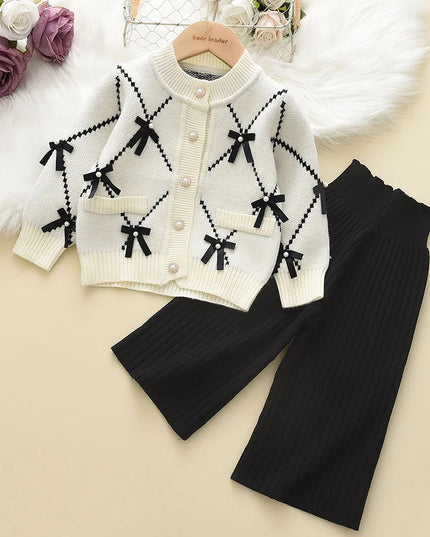 Bear Leader Baby Sweatshirt & Pants Set – 2pcs Knitted Tracksuit for 2-6 Years Girls, Winter Kids Clothing