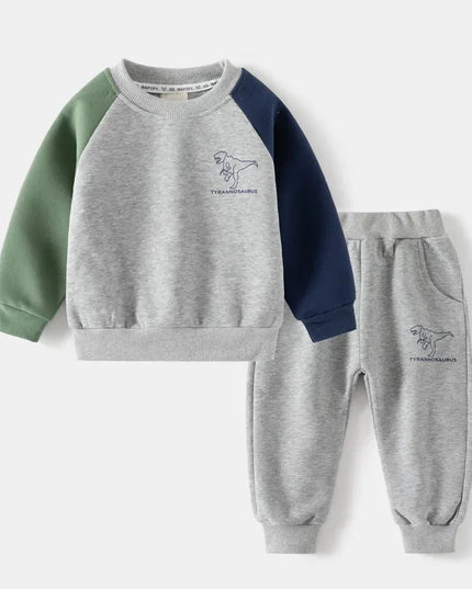 New Spring Autumn Children Clothes Set Color Patchwork Kids Boys Two-Piece Sets Children Boy Casual Tracksuit Outfits Tops Pants