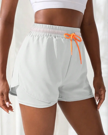 Women's High Rise Yoga Shorts With Elastic Proximity Control Running Shorts, Fake Two Pieces Pants