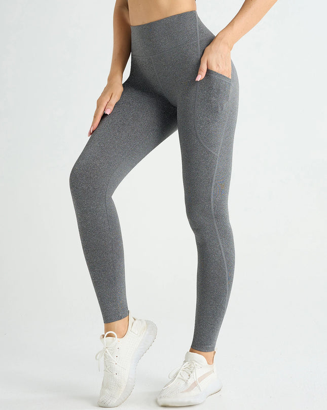 New High Waist Women's Leggings Stretch Yoga Pants Tights With Pockets Push Up Fitness Running Sportswear Solid Color Pants