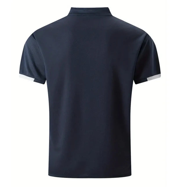 Spring Summer Men Casual Short Sleeve Stand Collar Polo T Shirt Men Sport Golf Polo Shirt Letter Print Slim Fit Polo Tops