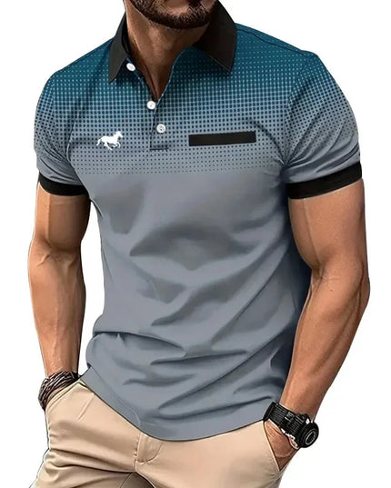 Men Summer Fashion Slim Fit Sport Short Sleeve 100% Polyester Polo Shirt Fake Pocket Decoration Casual Sport Golf Polo Shirt