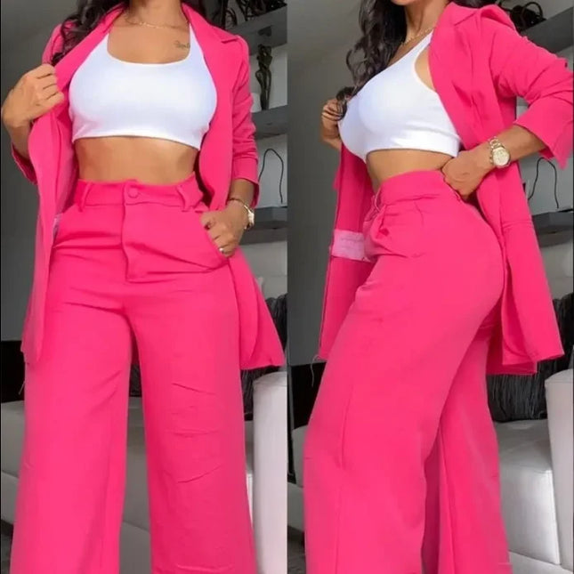 Elegant Two Piece Set Women  Long Sleeve Blazer Coat