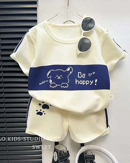 Kids Clothes Cotton Set Short Sleeve Suit Baby Girls Boys Set Summer Tops +short Children's Wear 2024 New