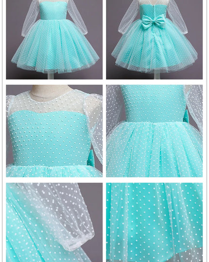 Flower Girl Wedding Dress Kids Pink Birthday Party Bow Princess Clothes Baby Evening Gala Costume Summer Ruffle Sleeve Tutu Gown