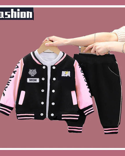 2023 New Kids Baseball Clothing Sets Boys Girls Casual Sports Suit Coat Pant 2Pcs Spring Autumn Thin Baby Tracksuit Outfits 1-4Y