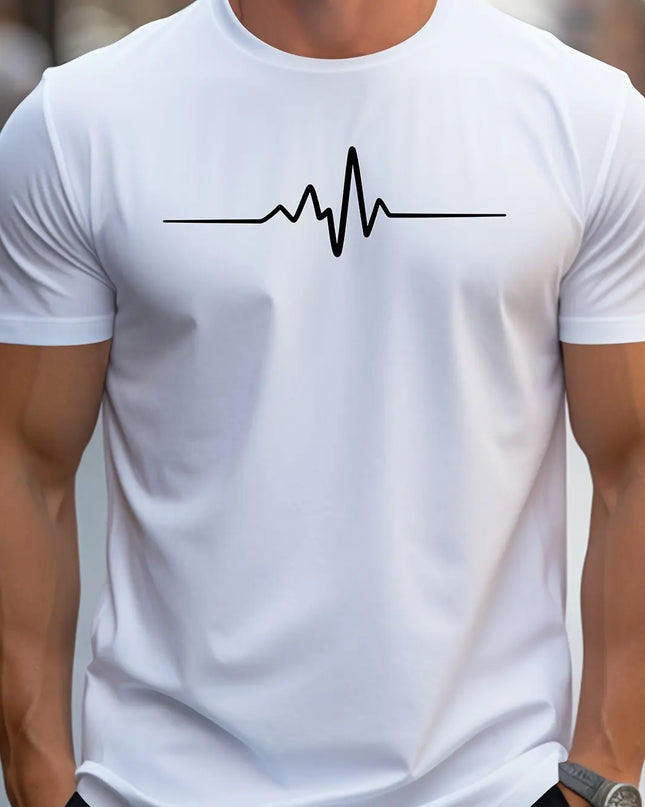 Men's 100% cotton summer loose size Creative Graphic printed slim fit casual sports round neck short sleeved T-shirt top