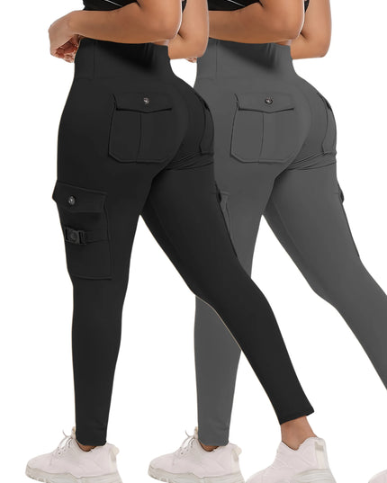 High Waist Stretch Yoga Pants Workout Tights for Women 2-pack Leggings Solid Slim Fit Fitness Female Sweatpants Quick Drying