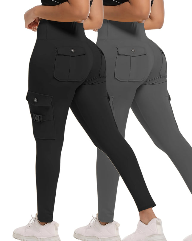 High Waist Stretch Yoga Pants Workout Tights for Women 2-pack Leggings Solid Slim Fit Fitness Female Sweatpants Quick Drying