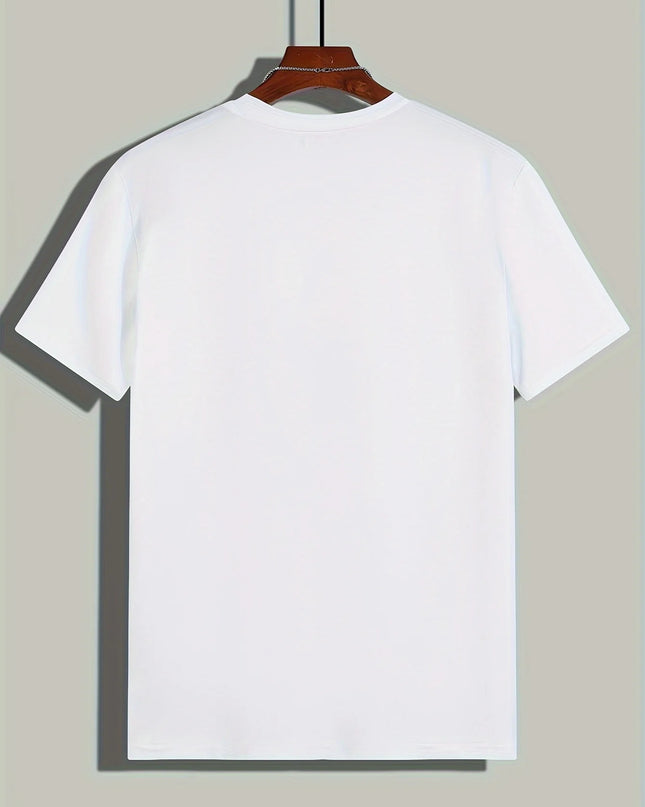 Men's 100% cotton summer loose size Creative Graphic printed slim fit casual sports round neck short sleeved T-shirt top