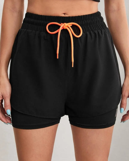Women's High Rise Yoga Shorts With Elastic Proximity Control Running Shorts, Fake Two Pieces Pants