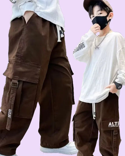 Children's Spring And Autumn Workwear Pants Fashionable And Handsome Boys' Autumn And Winter Clothing Trendy Pants Big Boys
