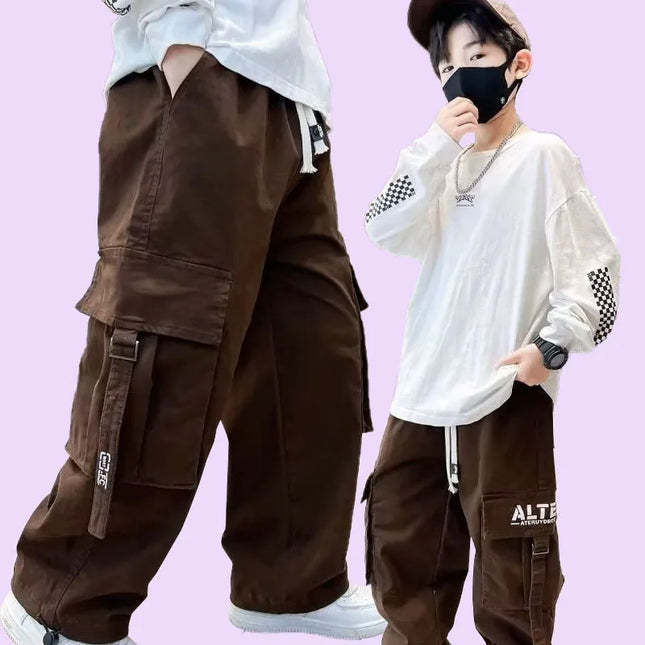 Children's Spring And Autumn Workwear Pants Fashionable And Handsome Boys' Autumn And Winter Clothing Trendy Pants Big Boys