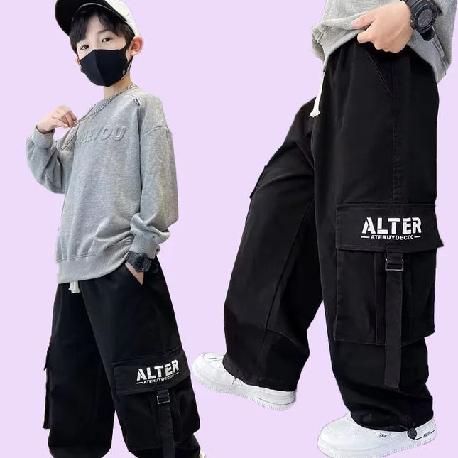 Children's Spring And Autumn Workwear Pants Fashionable And Handsome Boys' Autumn And Winter Clothing Trendy Pants Big Boys