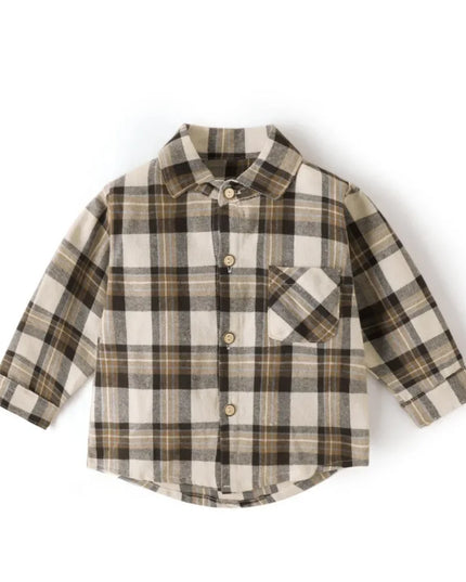 SPORLY Kids Shirt – Baby Spring Long Sleeve Cotton Plaid Button-Down Tops for Boys & Girls (2-5 Years)