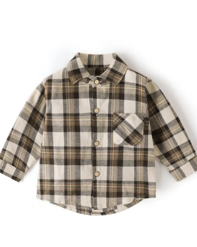 SPORLY Kids Shirt – Baby Spring Long Sleeve Cotton Plaid Button-Down Tops for Boys & Girls (2-5 Years)