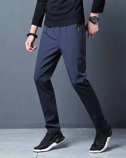 Men's Casual Pants Stretch Slim Fit Elastic Waist Jogger Korean Classic Blue Black Gray Male Brand Trousers Plus Size